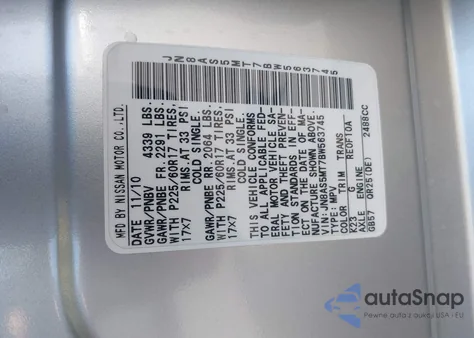 2011 Nissan Rogue Sv from USA, damaged, VIN JN8AS5MT7BW563745